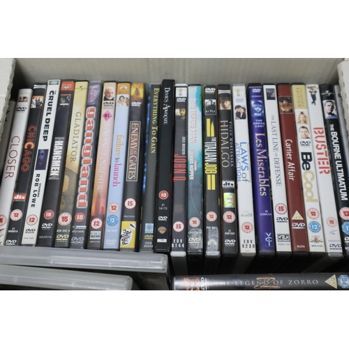 617 - Large Three box lot of DVDs including: The Italian Job, X-Men, Taken, Les Miserables, Gladiator and ... 