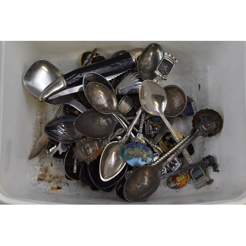 283 - Mixed lot including: Some silver plated spoons, some matchbooks, tins and some unsorted cigarette ca... 