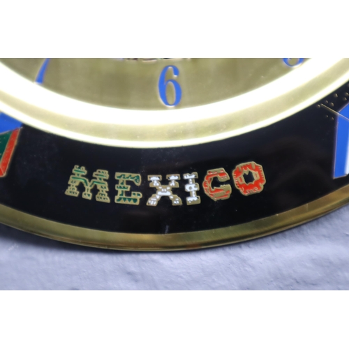 388 - Mexican Brass and Enamelled Aztec Wall Clock (Working)