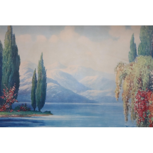 435 - Hermann Rüdisühli (1864 to 1945) Antique Gilt Framed and Glazed Print of Lake Scene (54