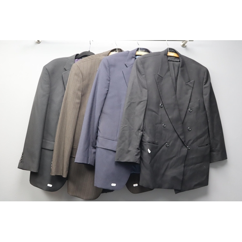 693 - Four Suits and Suit Jackets To Include Greenwoods, Schildt, And Taylor & Wright. Various Sizes