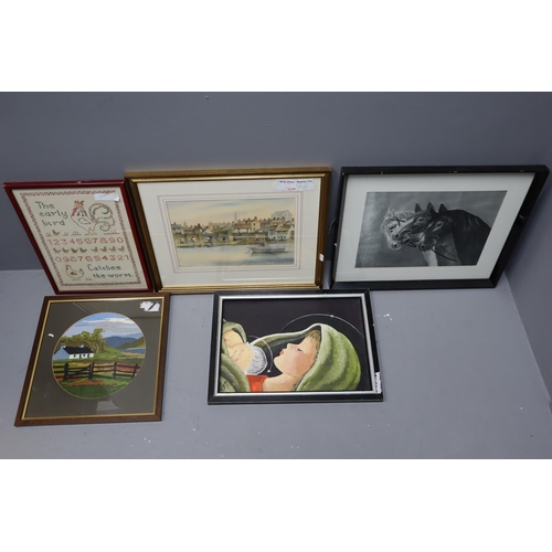 903 - Mixed Collection of Framed and Glazed Pictures to include a Les Harris original oil on paper, Hand S... 