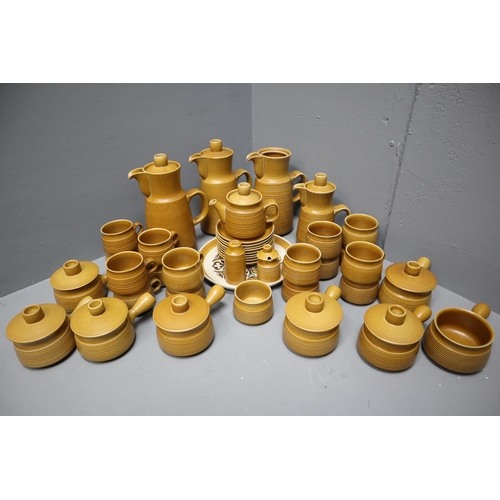 938 - Forty-Three Pieces of Denby Canterbury. Includes Three Large Coffee Pots (One With Lid), Small Coffe... 