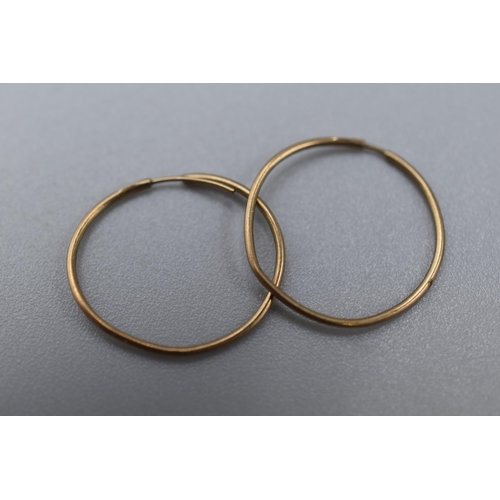 12 - Pair of 375 Gold Hoop Earrings 20ml Dia