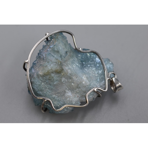 13 - Silver 925 Natural Blue Crystal Pendant