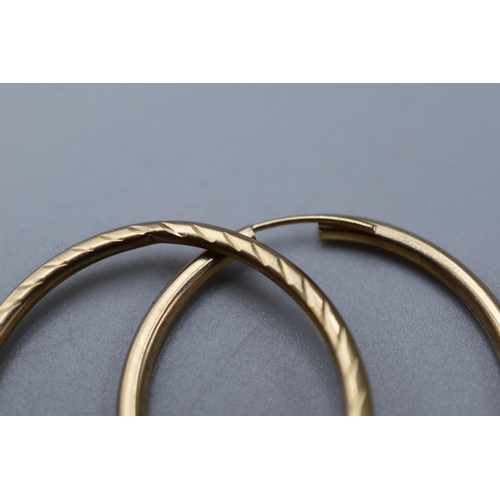 37 - Pair of Unmarked 9ct Gold Hoop Earrings 1.5