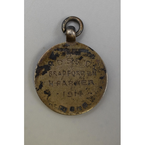 42 - Hallmarked Birmingham Silver Medal / Fob Circa 1914