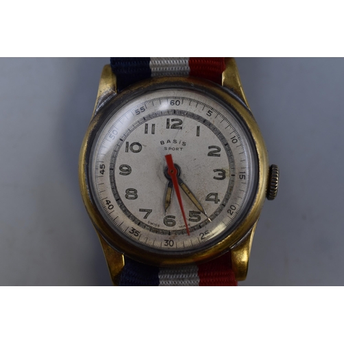 46 - Vintage Basis Sport Mechanical Wrist Watch with Strap (Working)