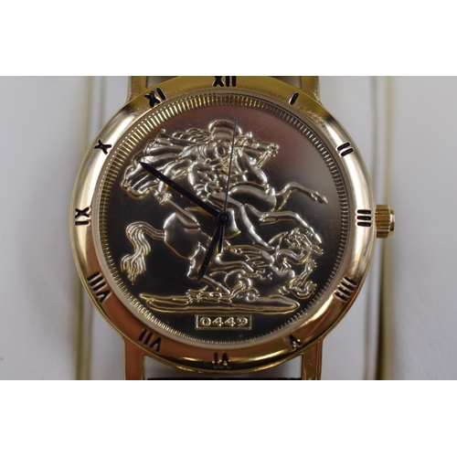 58 - Westminster 22ct Gold Plated St George & The Dragon Gents Watch with Case and Certificate