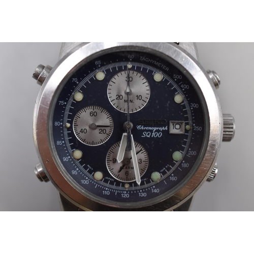 90 - Seiko SQ100 Chronograph Quartz Alarm Gents Watch (Working)