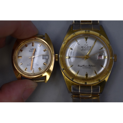 91 - Buler 21 Jewels Beryllium Balance Mechanical Watch and a Royce Mechanical Watch Head