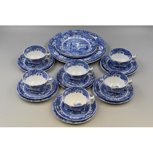 367 - A Twenty-Two Spode Blue Italian Tea Service, Includes Six Trios, Two 7.5