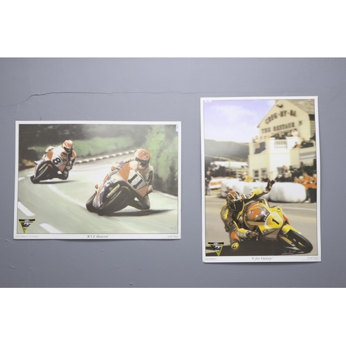 381 - Two Limited Edition Kit Nelson Isle of Man TT Prints, Depicts Carl Fogarty, Steve Hislop, And David ... 