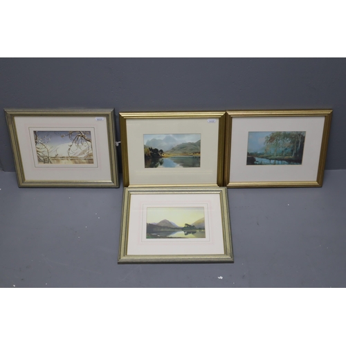 384 - Four Framed and Glazed Local Artist W Heaton Cooper Prints Displaying Local Areas to include Amblesi... 