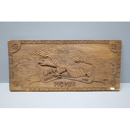 387 - American Hand Carved Eagle Wall Plaque (27