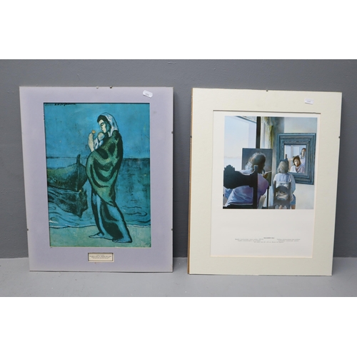 388 - Two Art Prints To Include Picasso Mother and Child By The Sea, And Salvador Dali Unfinished Stereosc... 