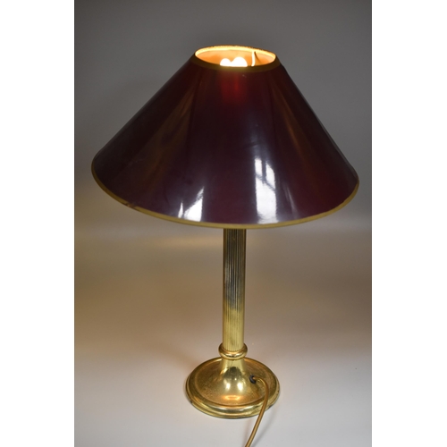 392 - A Retro Brass Column Table Lamp, Approx 20