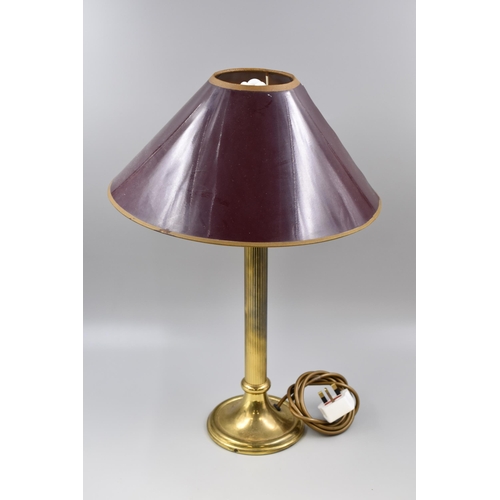 392 - A Retro Brass Column Table Lamp, Approx 20