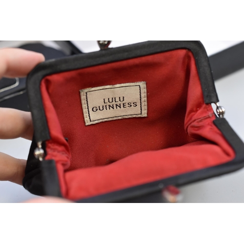 408 - Two Lulu Guinness Shop Mini Frame Purse in Satin black completed in original boxes (one has been use... 