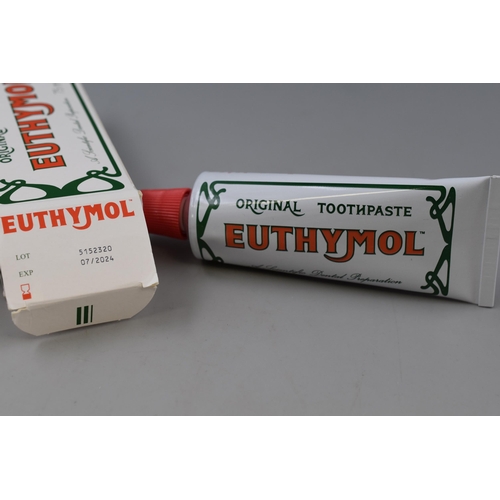 410 - Six New 75ml Euthymol Tubes of Toothpaste in Boxes