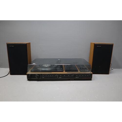 433 - Vintage Van Der Molen music system with speakers (powers on when tested)