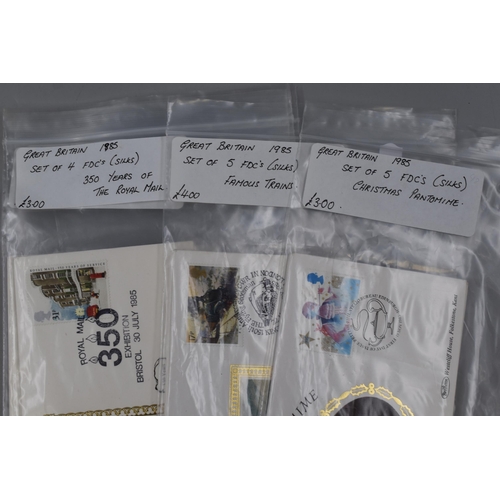 438 - Nine Full Sets of Benham Silk First Day Covers including Safety at Sea, Royal Mail, Famous Trains, C... 