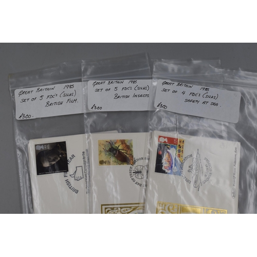 438 - Nine Full Sets of Benham Silk First Day Covers including Safety at Sea, Royal Mail, Famous Trains, C... 