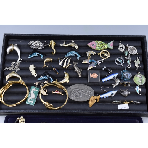 447 - A Large Selection of Sea Life/Nautical Themed Jewellery Pieces. Includes Dolphins, Shark, Sea Horses... 