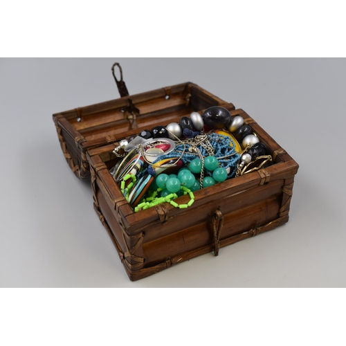 457 - Unsorted Jewellery In Bamboo Box