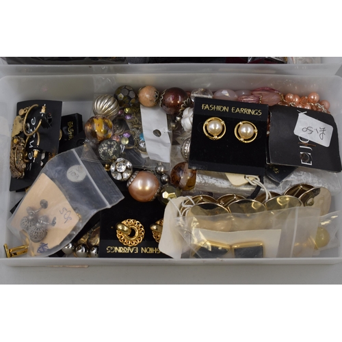 459 - A Selection (Two Tubs) of Unsorted Designer Jewellery To Include Earrings, Beaded Necklaces, Cufflin... 