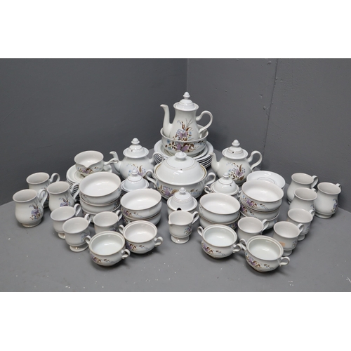 858 - A Sixty-Two Piece Denby Lorraine Tea and Dinner Service. To Include One Coffee Pot, Two Teapots, Six... 