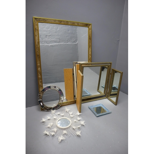 799 - Mixed lot of Five mirrors to include: A Large wall mirror, A dressing table mirror and Two small wal... 