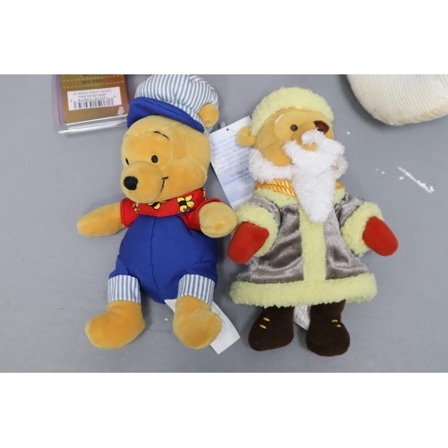 801 - A Selection of Soft Toys To Include Choo Choo Pooh, Winnie The Pooh Grandfather Frost, Build A Bear,... 