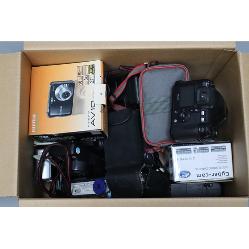 805 - A Large Selection of Untested Cameras. Includes Fujifilm, Olympus, Minolta, And More. Digital and Fi... 