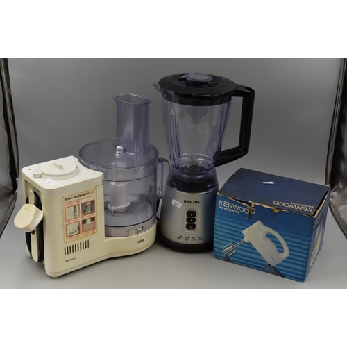 808 - Three Kitchen Electricals To Include Kenwood Power-Five Mixer (Powers On), Philips HR2020 Blender (P... 