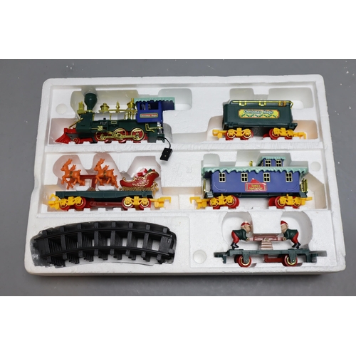 833 - Large North Pole Christmas Express Train Set with Tracks In Original Box Approx 25