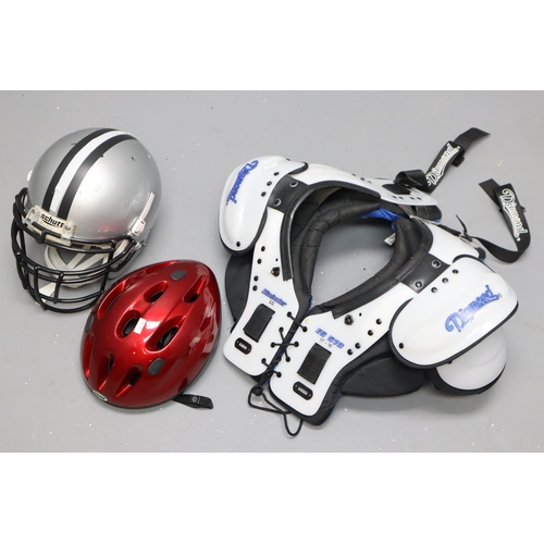 784 - A Set of American Football Protection (Schutt XL Helmet, And Diamond Shoulder Pads), With Bicycle He... 