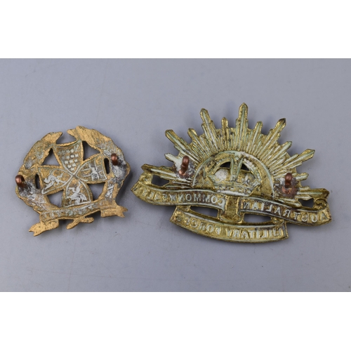 271 - Two Military Cap Badges including Inns of Court Voluntary Rifle Core and Australian Commonwealth Mil... 