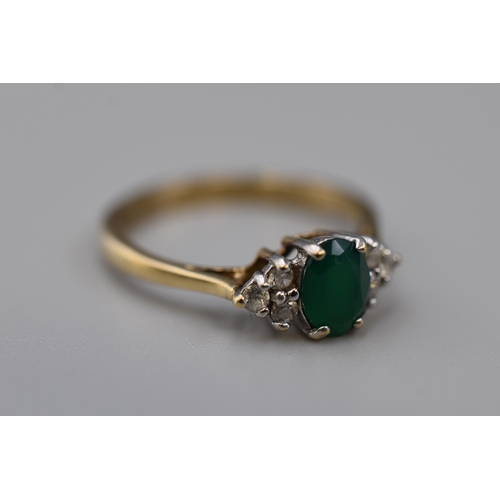 1 - Gold 375 (9ct) Emerald and Diamond Stoned Ring Complete with Presentation Box