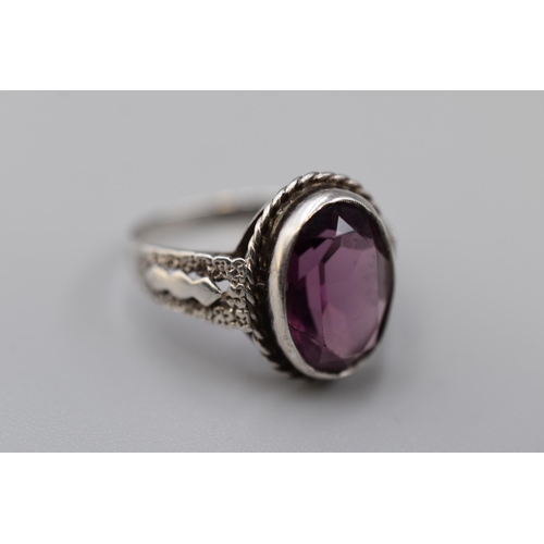 5 - Silver 925 Amethyst Stoned Ring Complete with Presentation Box