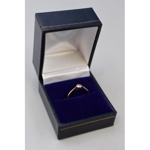 9 - Gold 18ct Diamond Stoned Ring Complete with Presentation Box