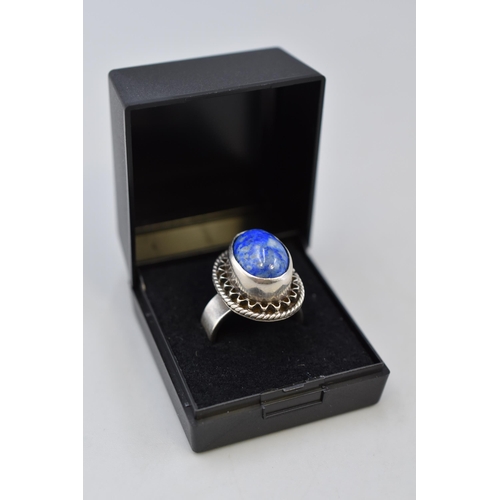 14 - Silver 925 Lapis Lazuli Stoned Ring Complete with Presentation Box