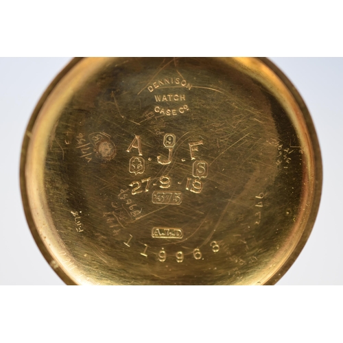 34 - A 9ct Gold Cased 1919 Trench Watch, Marked AJF 27.9.19. In Working Order