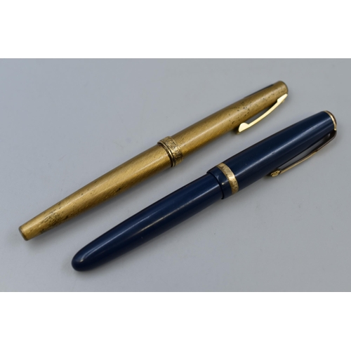 218 - Two Vintage Fountain Pens. Parker, and Gold Tone Sheaffer