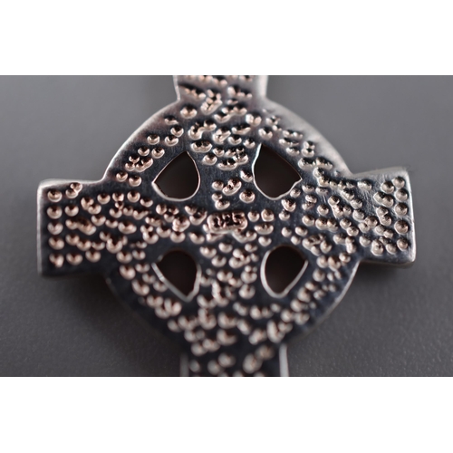 41 - A Sterling Silver Celtic Cross Pendant Necklace, With Sterling Silver Necklace Chain