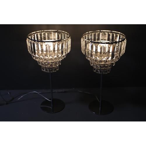 224 - Two Crystal styled table lamps (both work when tested) (a/f)