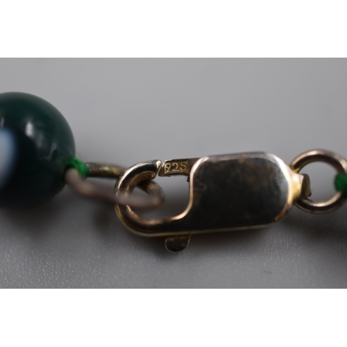 234 - Green Agate Stoned Necklace with Silver 925 Clasp