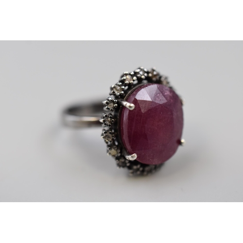 237 - Silver 925 Ruby Stoned Ring Complete with Presentation Box