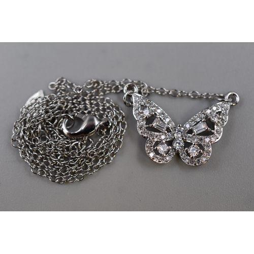 242 - Silver 925 Butterfly Pendant Necklace Complete with Presentation Box