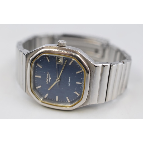 97 - A 1970's Longines Automatic Gents Cal 8901 Day/Time Watch, With Blue Face. In Original Box, In Worki... 